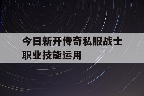 今日新开传奇私服战士职业技能运用